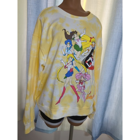 Women's Sweatshirt Sailor Moon Yellow Tie Dye L/XL Large/Extra large NEW - Picture 5 of 6